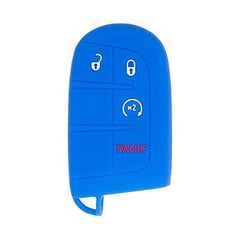 Silicone Key Cover for Jeep Renegade Grand Cherokee Compass Journey Durango Charger 300 200 Cherokee M3N40821302 68066350AG (Blue - 4 Button)