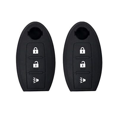 Silicone Key Cover for Nissan Murano 2007-2020 KR55WK49622 KBRTN001 (Double Black - 3 Button)