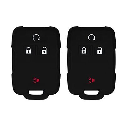 Silicone Key Cover for Remote for GMC Sierra Canyon Silverado Colorado 2014-2021 M3N-32337100 22859397 (4 Button - Double Black)