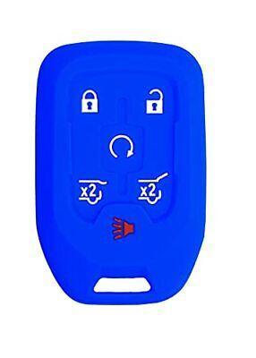 Silicone Key Cover for Select Chevy Tahoe Yukon Suburban 2015-2020 HYQ1AA 13529634 (Blue - 6 Button)